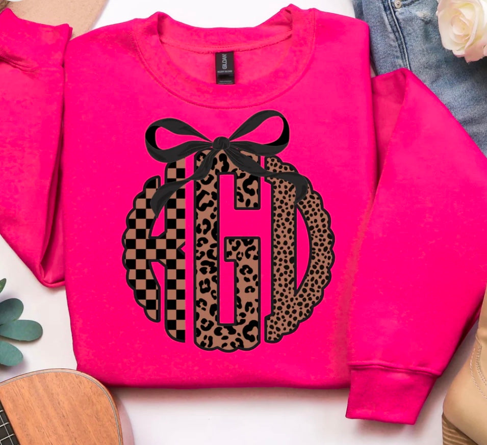 Checkered cheetah monogram