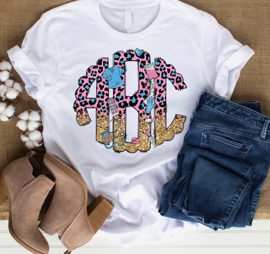 Nurse cheetah monogram