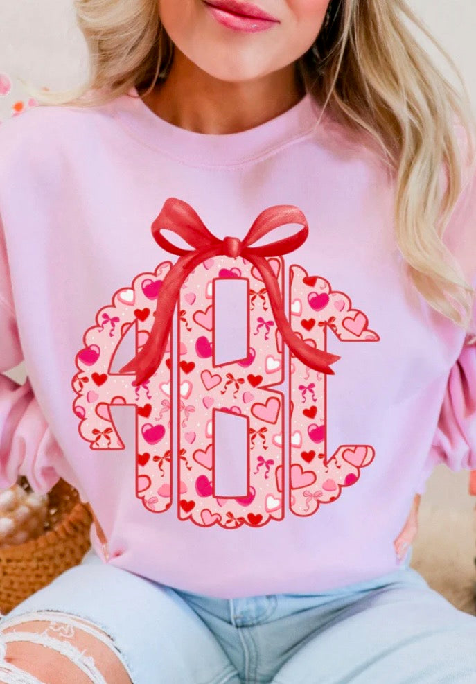 Hearts and bows monogram
