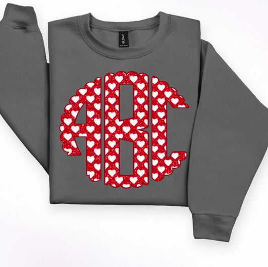 Heart valentines monogram