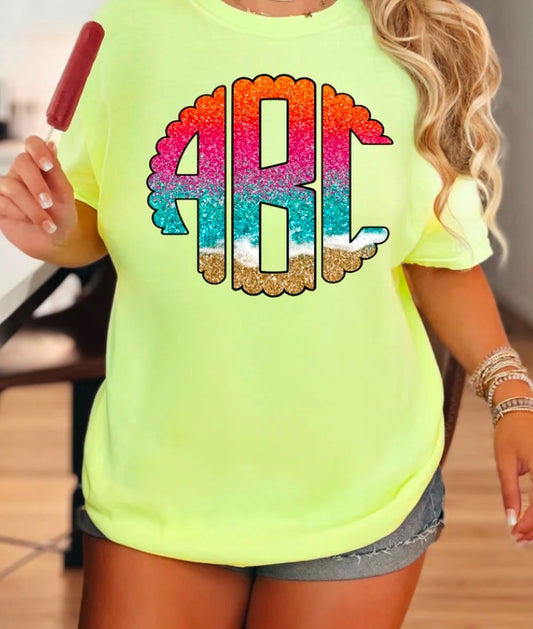 Beach sunset monogram