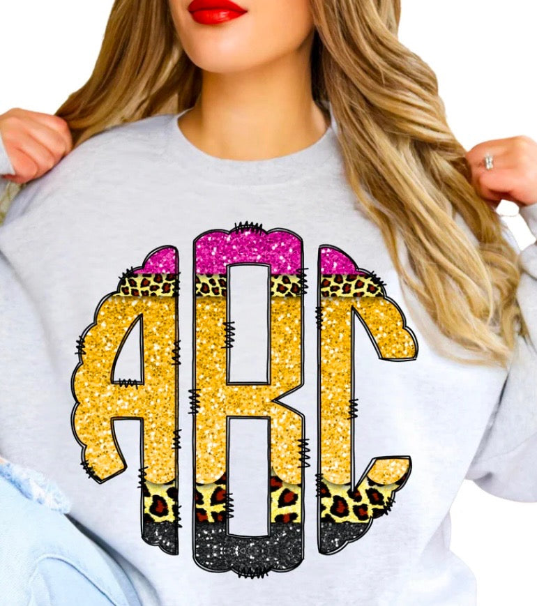 Pencil with cheetah monogram