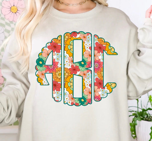 Floral spring monogram