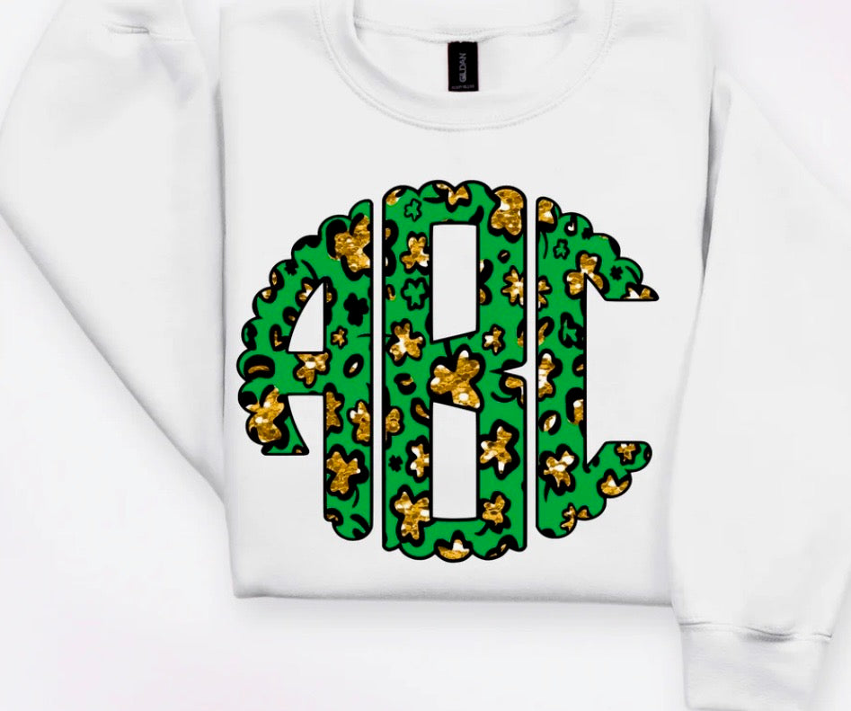 Glitter cheetah shamrock